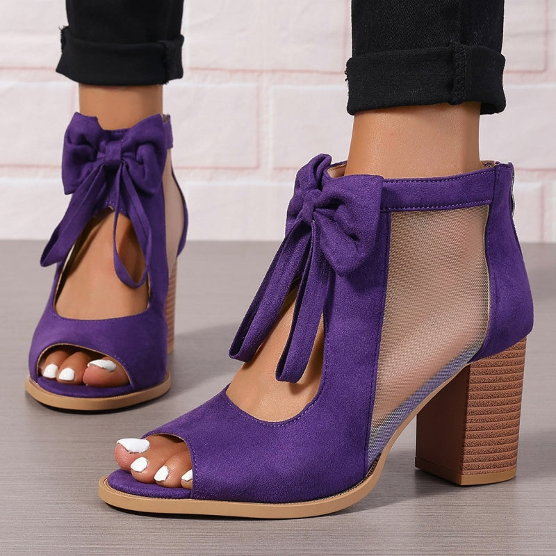 Offene Damen-Schleifen-Sandalen mit klobigem Absatz💨🌸 Bequeme weiche Sohle Es lohnt sich!