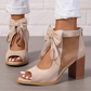 Offene Damen-Schleifen-Sandalen mit klobigem Absatz💨🌸 Bequeme weiche Sohle Es lohnt sich!