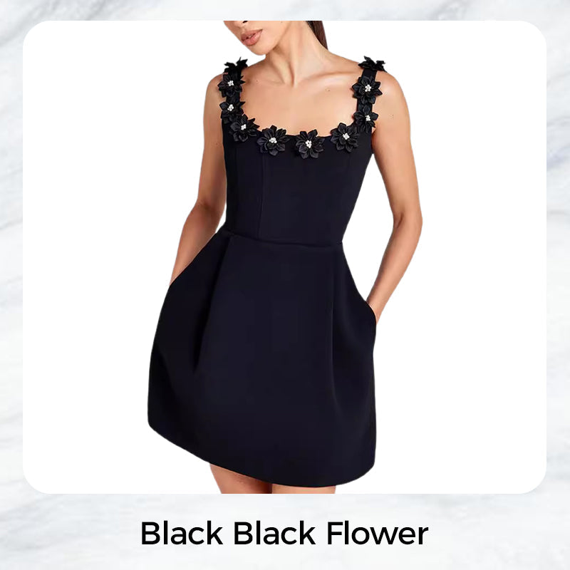 🌸Große Preissenkung！🌸Women's Elegant Floral Square Neck Pocket Dress