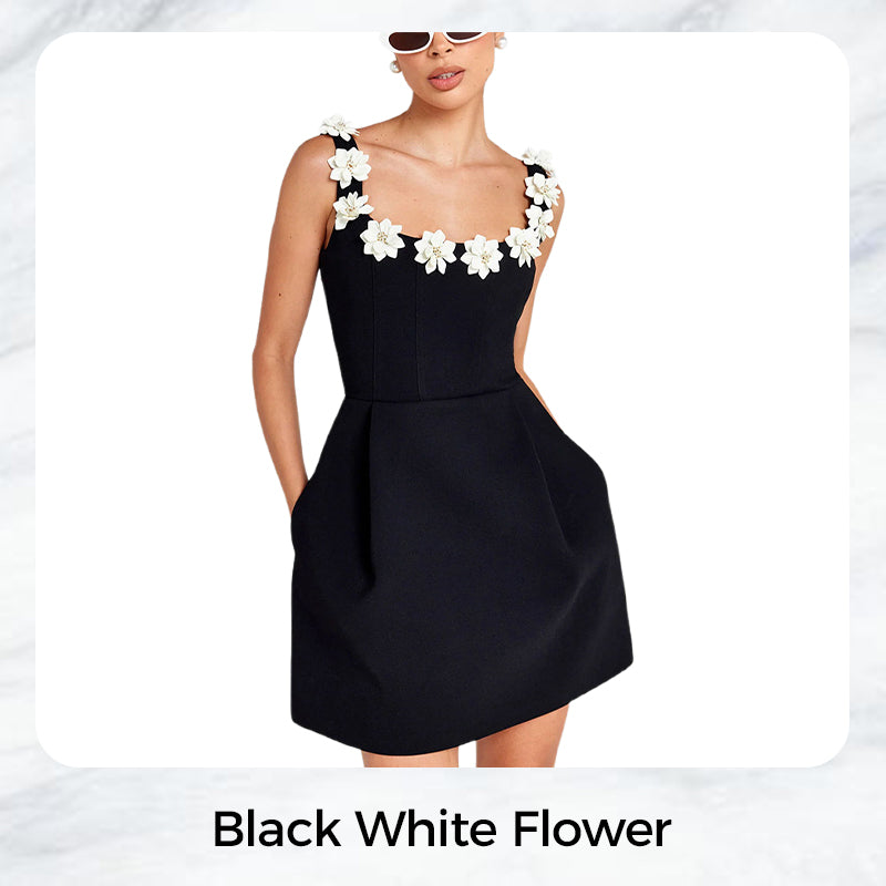 🌸Große Preissenkung！🌸Women's Elegant Floral Square Neck Pocket Dress