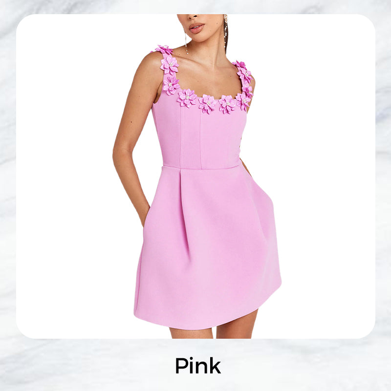 🌸Große Preissenkung！🌸Women's Elegant Floral Square Neck Pocket Dress