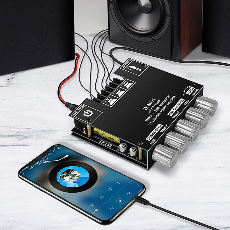 🔊🎵Bluetooth-kompatibles 2.1-Kanal-Audio-Leistungsverstärkermodul📡 Drahtlose Verbindung, kraftvoller Klang, ideal für Musikliebhaber!