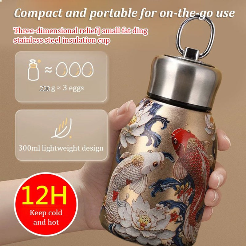 50% RABATT! 🍶 Mini-Thermosflasche mit Tragering – tragbar für Outdoor, Auto & unterwegs