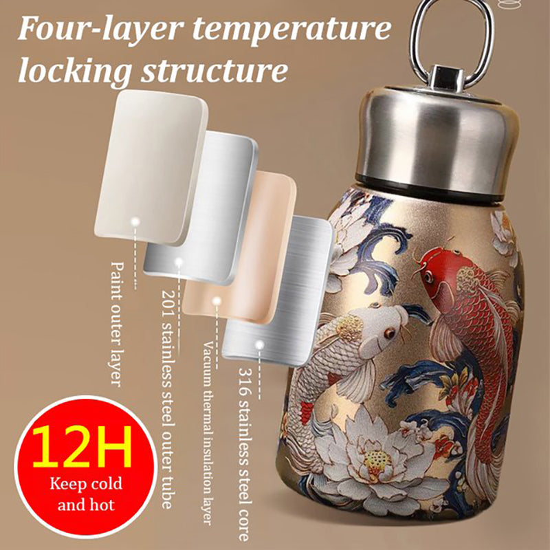 50% RABATT! 🍶 Mini-Thermosflasche mit Tragering – tragbar für Outdoor, Auto & unterwegs