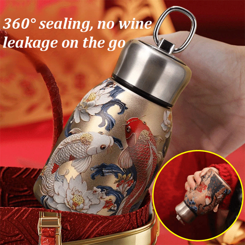 50% RABATT! 🍶 Mini-Thermosflasche mit Tragering – tragbar für Outdoor, Auto & unterwegs