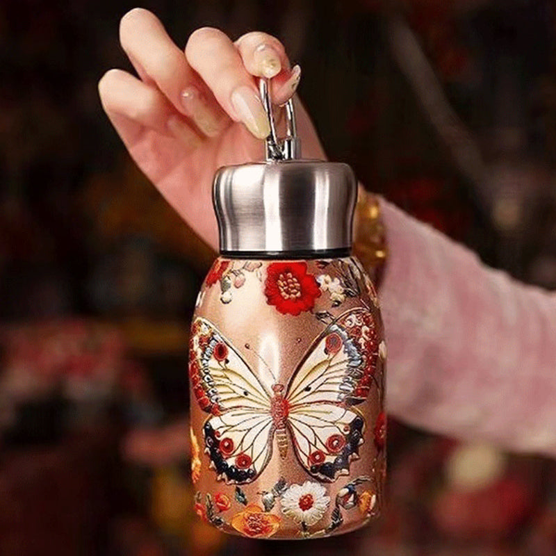 50% RABATT! 🍶 Mini-Thermosflasche mit Tragering – tragbar für Outdoor, Auto & unterwegs
