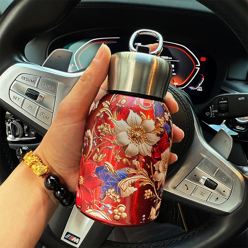 50% RABATT! 🍶 Mini-Thermosflasche mit Tragering – tragbar für Outdoor, Auto & unterwegs