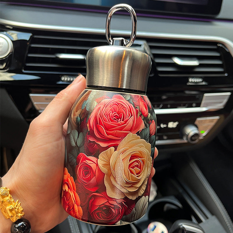 50% RABATT! 🍶 Mini-Thermosflasche mit Tragering – tragbar für Outdoor, Auto & unterwegs