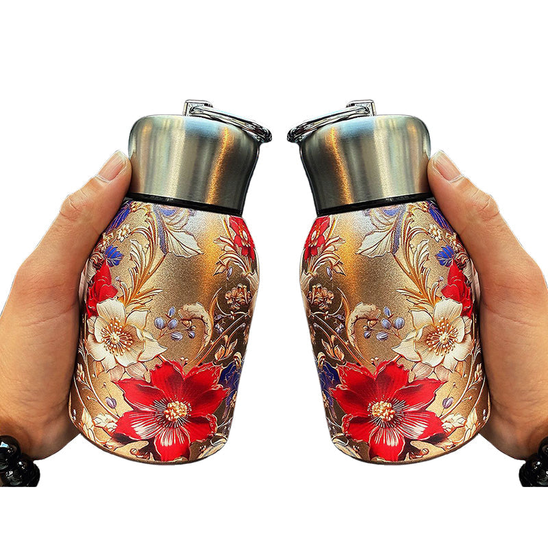 50% RABATT! 🍶 Mini-Thermosflasche mit Tragering – tragbar für Outdoor, Auto & unterwegs