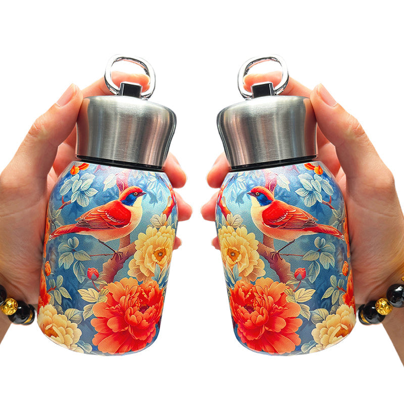50% RABATT! 🍶 Mini-Thermosflasche mit Tragering – tragbar für Outdoor, Auto & unterwegs