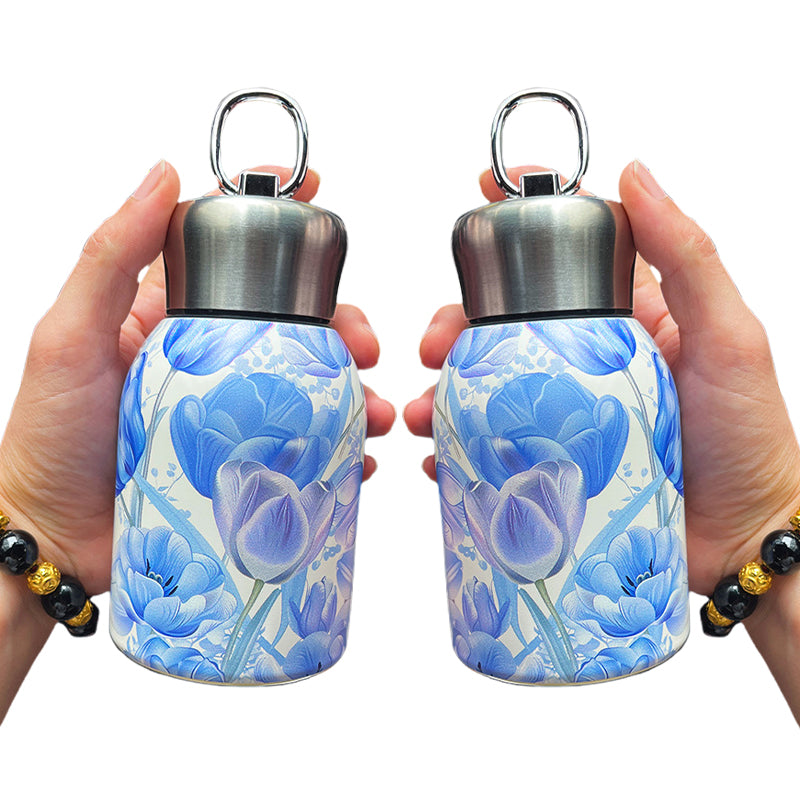 50% RABATT! 🍶 Mini-Thermosflasche mit Tragering – tragbar für Outdoor, Auto & unterwegs