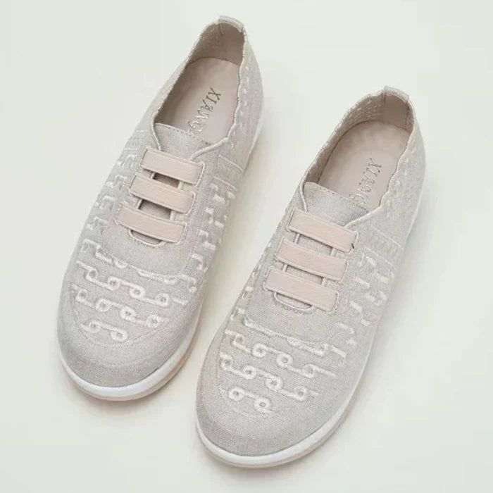 Bequeme Slip-On-Schuhe aus elastischem Mesh mit runder Zehenpartie für Damen