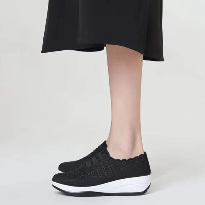 Bequeme Slip-On-Schuhe aus elastischem Mesh mit runder Zehenpartie für Damen
