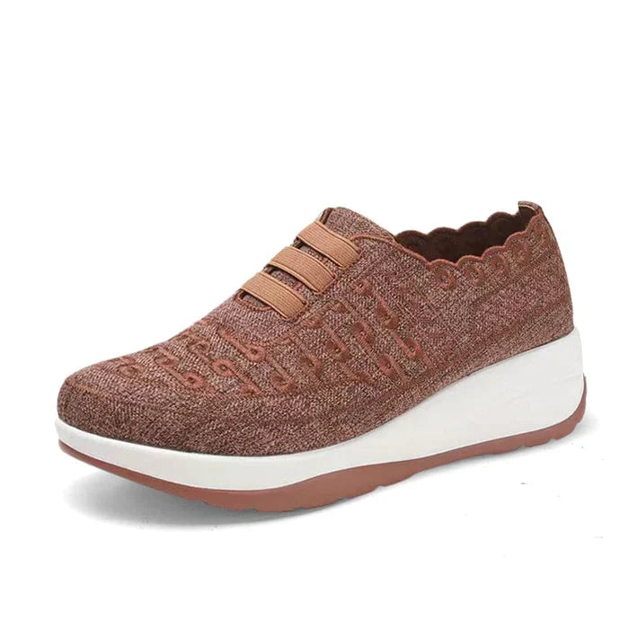 Bequeme Slip-On-Schuhe aus elastischem Mesh mit runder Zehenpartie für Damen