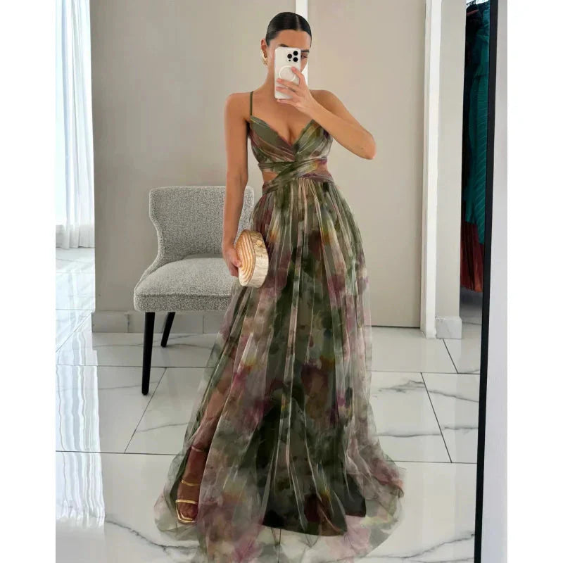 Camisole-Kleid mit Netzbedruckung für Damen