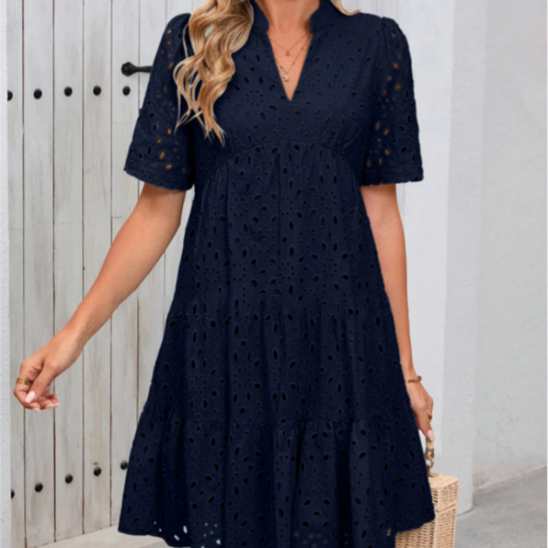 👗Sommer Neu💃Damen V-Ausschnitt A-Linie Ausschnitt Bedrucktes Kleid