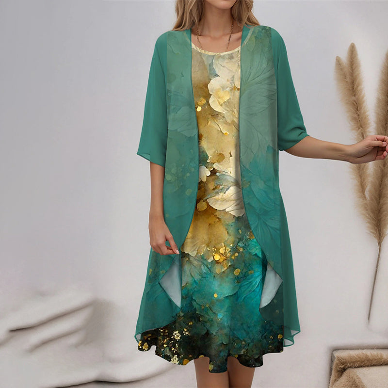 🌸Neue Modelle für den Bräutigam 2025👗Elegantes 2-teiliges Set: Halbarmbluse + Kleid