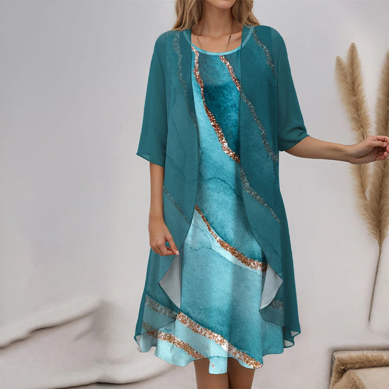 🌸Neue Modelle für den Bräutigam 2025👗Elegantes 2-teiliges Set: Halbarmbluse + Kleid