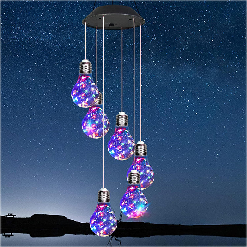 🌠2025 Neues Design💡Buntes LED-Solar-Glühbirnen-Windspiel🌈