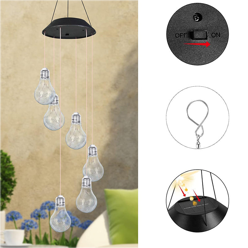 🌠2025 Neues Design💡Buntes LED-Solar-Glühbirnen-Windspiel🌈