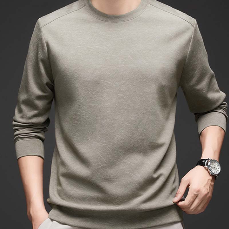 Männer loser runder Halsboden Langarm T-Shirt