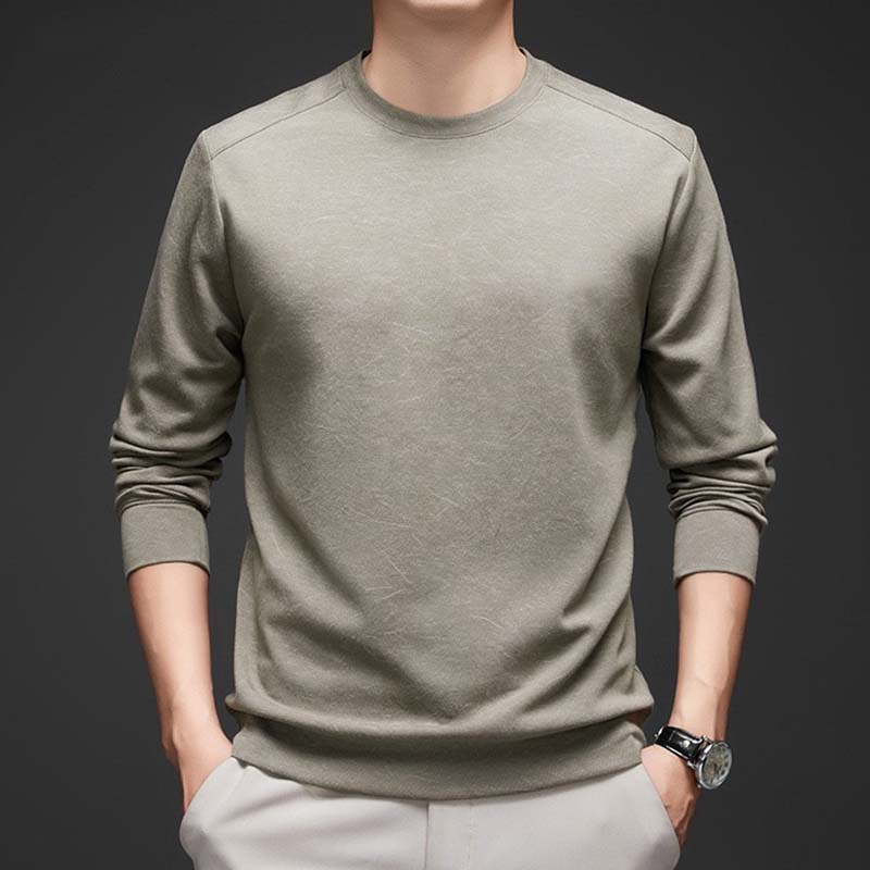 Männer loser runder Halsboden Langarm T-Shirt