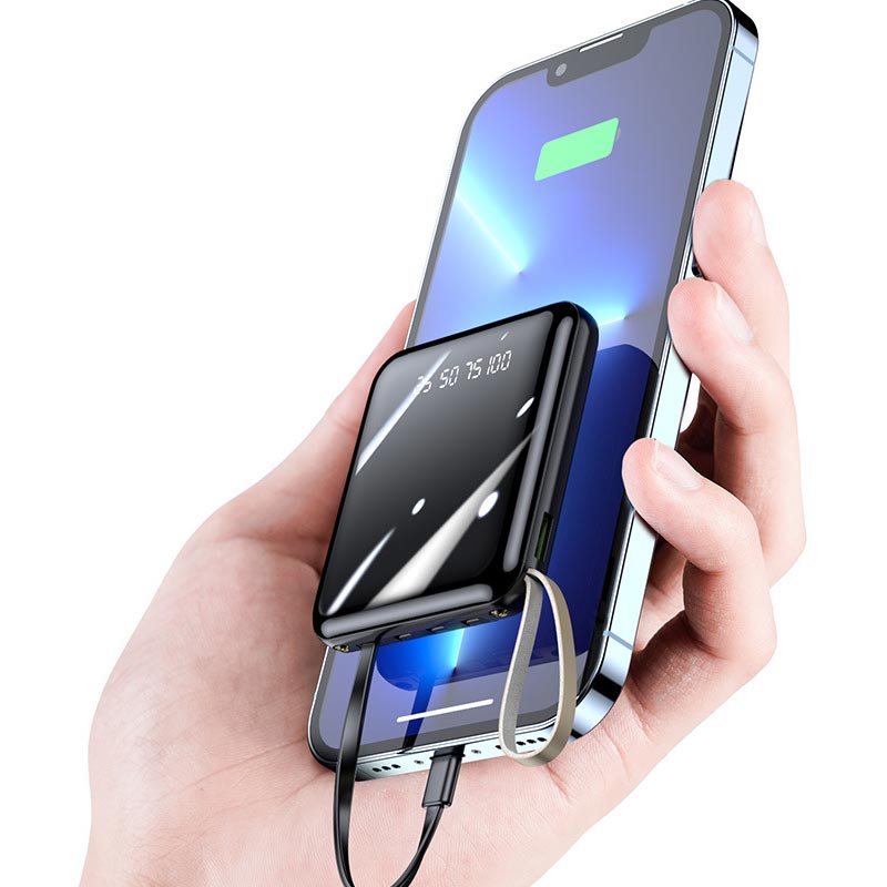 Großhandelspreise🚀Spiegeldesign, modisch und cool🔋Neue 20000-mAh-Powerbank mit großer Kapazität und integriertem Kabel
