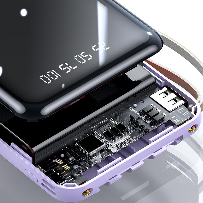 Großhandelspreise🚀Spiegeldesign, modisch und cool🔋Neue 20000-mAh-Powerbank mit großer Kapazität und integriertem Kabel