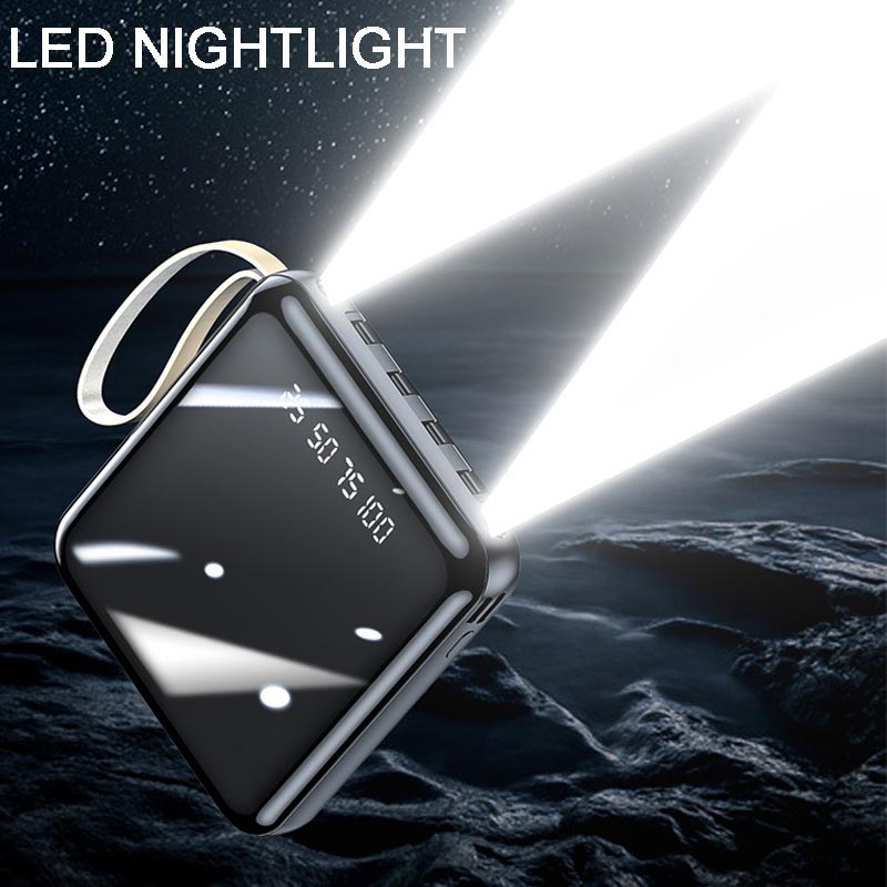 Großhandelspreise🚀Spiegeldesign, modisch und cool🔋Neue 20000-mAh-Powerbank mit großer Kapazität und integriertem Kabel