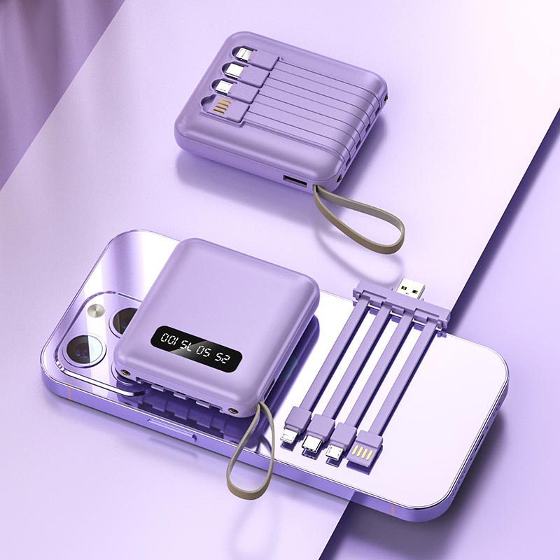 Großhandelspreise🚀Spiegeldesign, modisch und cool🔋Neue 20000-mAh-Powerbank mit großer Kapazität und integriertem Kabel