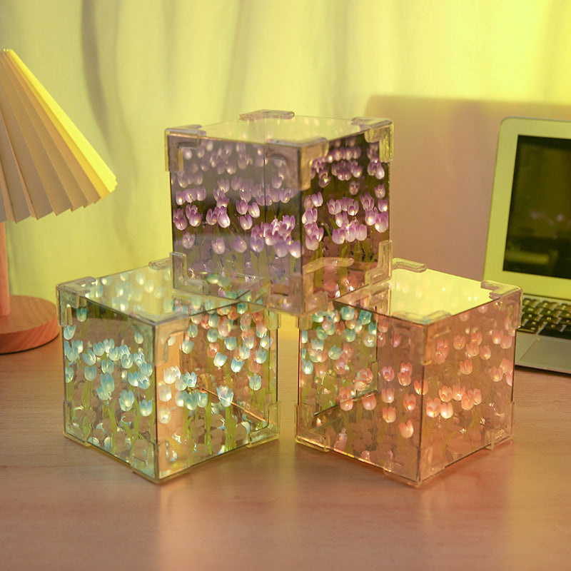 🌷 Oster-Sonderangebote 30% Rabatt! 🥚✨Magischer Würfel DIY Tulip Mirror Light