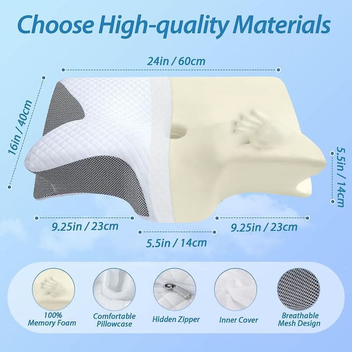 ⏰ 40 % RABATT – Nur für kurze Zeit ✨Memory Foam Nackenkissen 🌙 Ergonomisch & Langsam Rückfedernd für Seitenschläfer
