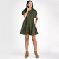 ❤️Damenkleid mit Revers und kurzen Ärmeln, plissiert, Button-Down
