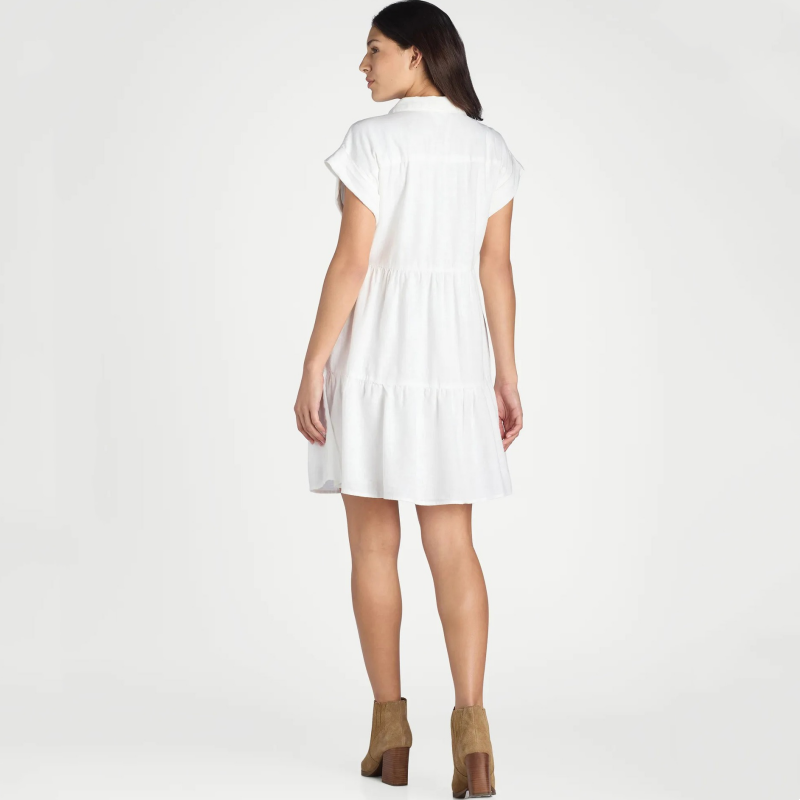 ❤️Damenkleid mit Revers und kurzen Ärmeln, plissiert, Button-Down