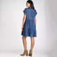 ❤️Damenkleid mit Revers und kurzen Ärmeln, plissiert, Button-Down