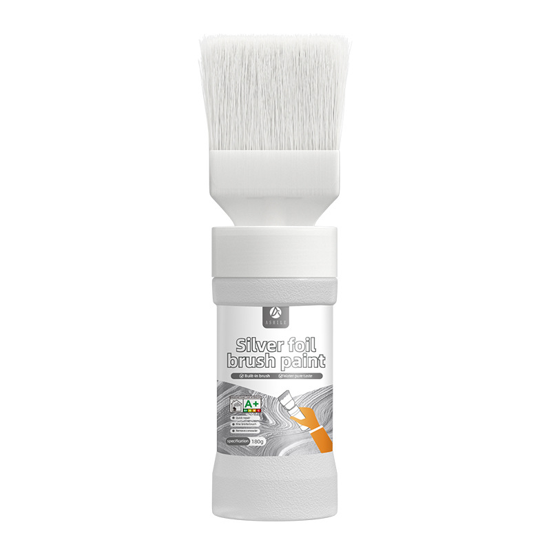 Wasserbasierende Metallic-Silber-Farbe mit integriertem Pinsel
