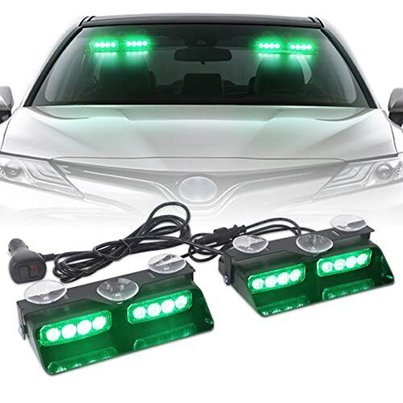 Professionelle 16-LED Auto Warnleuchte mit 1-zu-2 Steuerung & Superhelle Stroboskop Blitze – Wasserdicht IP65, Saugnapf Montage für Windschutzscheibe (Notfall, Baustelle, Sicherheit)