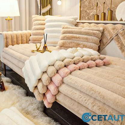 Kaninchen Pelz Anti-Rutsch Plüsch Sofa Abdeckung