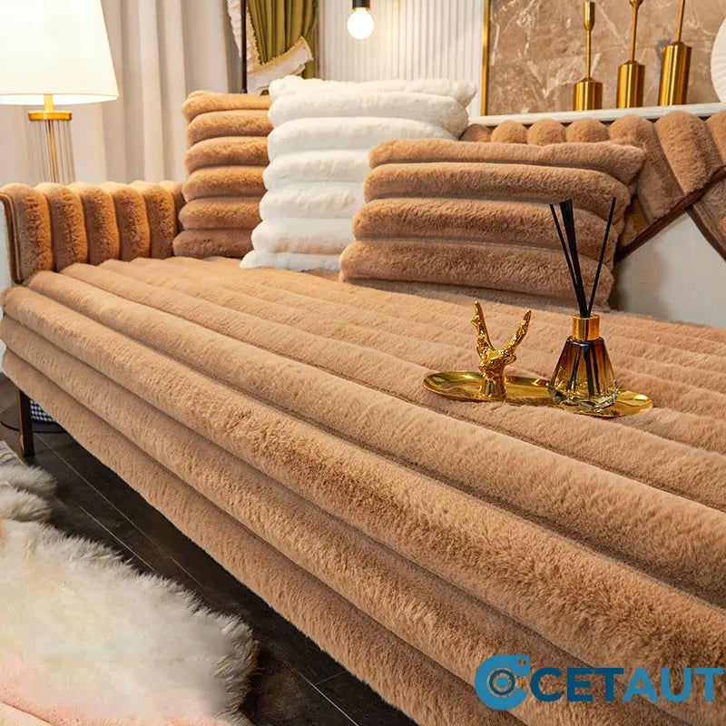 Kaninchen Pelz Anti-Rutsch Plüsch Sofa Abdeckung