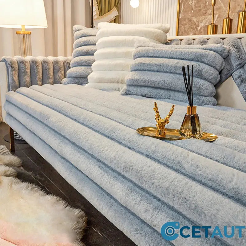 Kaninchen Pelz Anti-Rutsch Plüsch Sofa Abdeckung