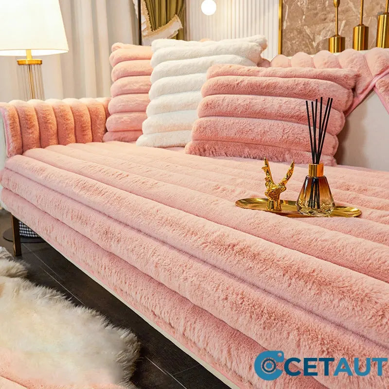 Kaninchen Pelz Anti-Rutsch Plüsch Sofa Abdeckung