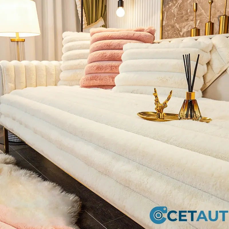 Kaninchen Pelz Anti-Rutsch Plüsch Sofa Abdeckung