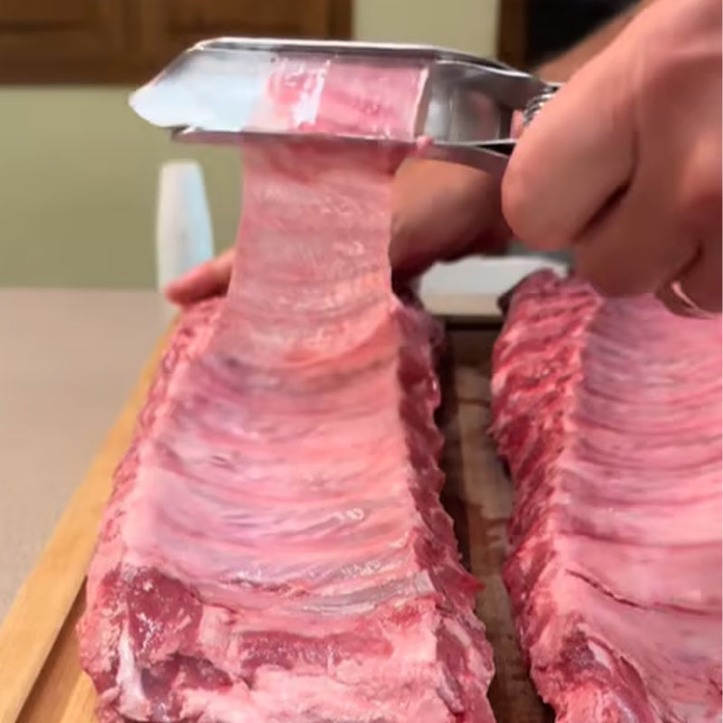🔥Heißer Verkauf 50% Rabatt✨🥩 Grill-Rippenhautentferner aus Edelstahl – robust, einfach & sauber für perfekte Spareribs 🔪