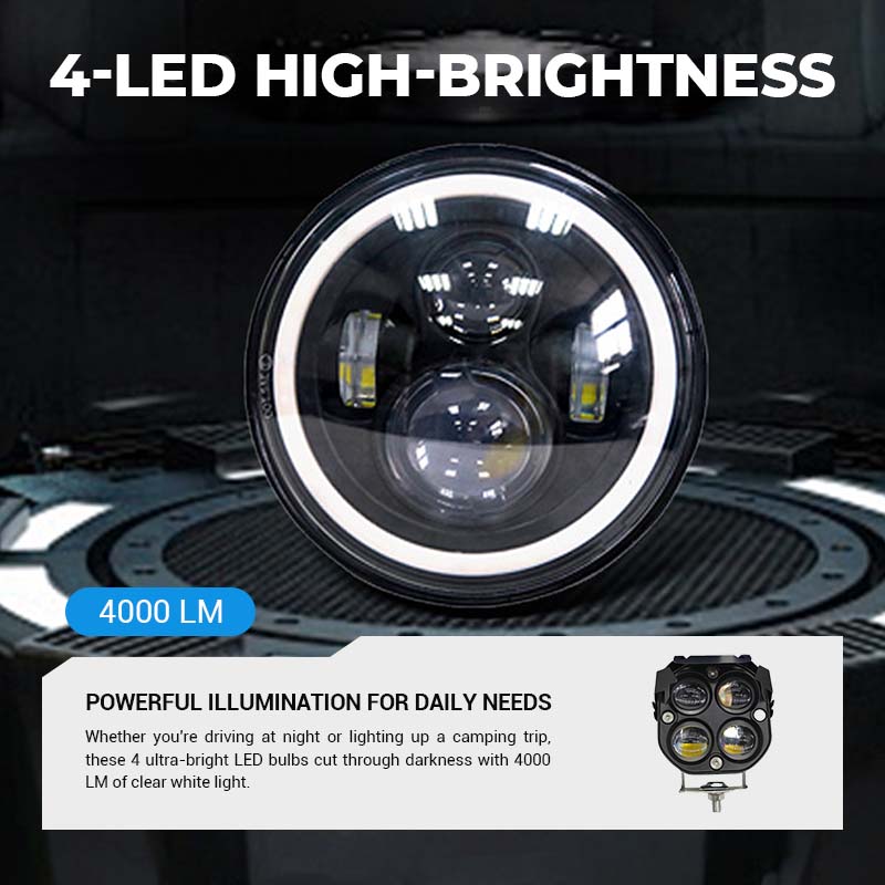 4-LED Motorradscheinwerfer (40W, 4000LM, IP67) – Aluminiumgehäuse, 6000K Tageslichtweiß