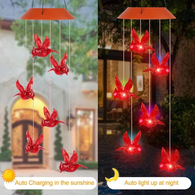 🦋 Verschönern Sie Ihren Garten – ✨ Kreative Vogel-Design-Solar-Windspiel
