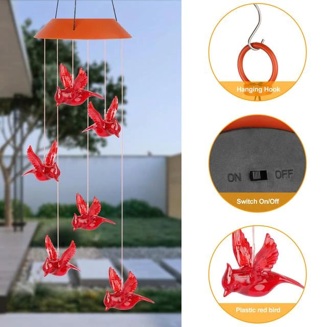 🦋 Verschönern Sie Ihren Garten – ✨ Kreative Vogel-Design-Solar-Windspiel