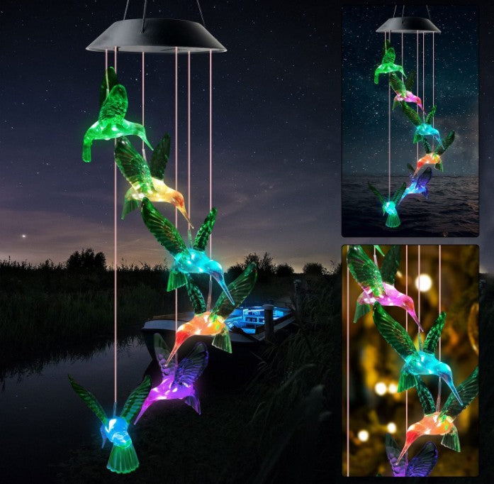🦋 Verschönern Sie Ihren Garten – ✨ Kreative Vogel-Design-Solar-Windspiel