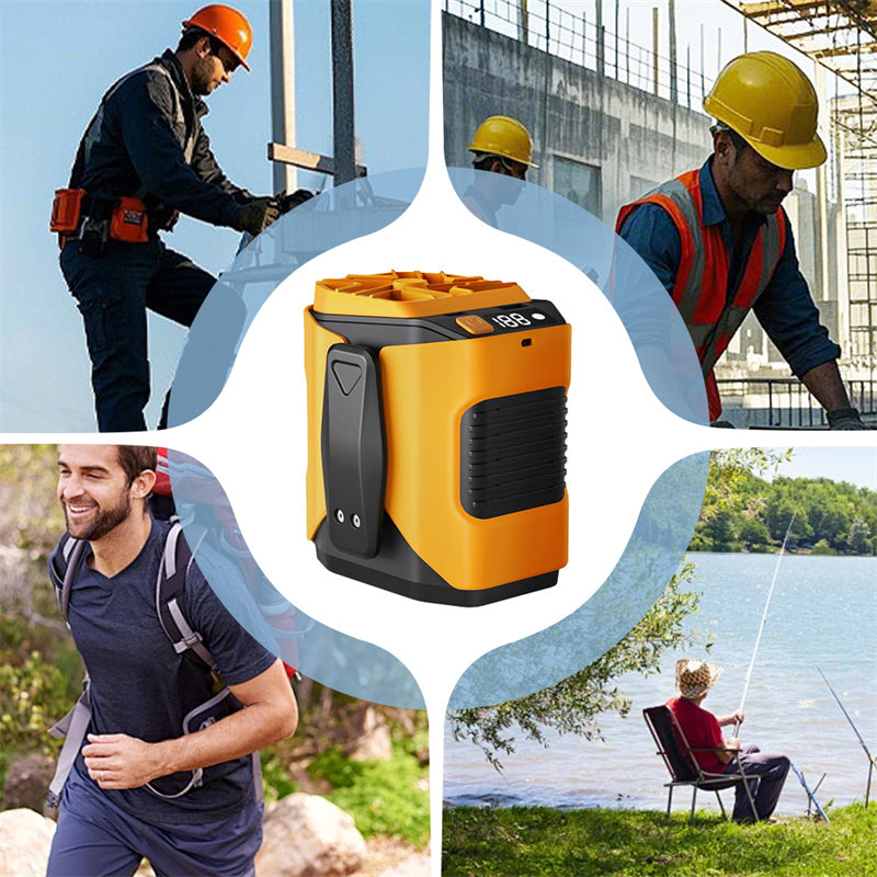 🌀 Leistungsstarker Hüftventilator mit 100 Geschwindigkeitsstufen – USB-C aufladbar, extrem starker Luftstrom, ideal für Baustelle, Outdoor & Reisen ⚡