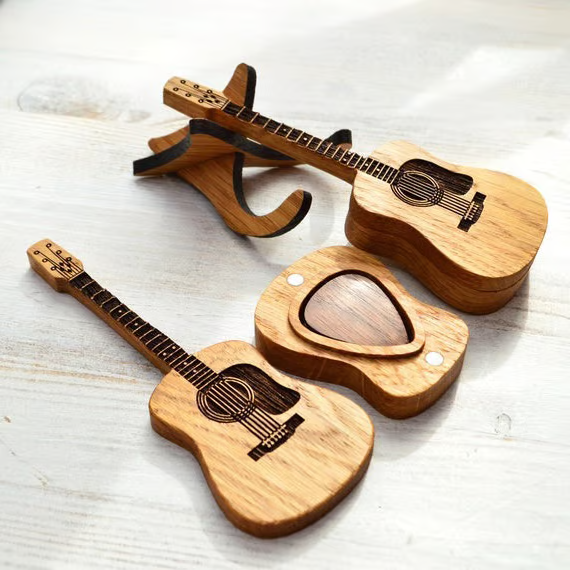 🎁Mini Cute Edition Holz-Gitarrenplektrum-Etui🎸