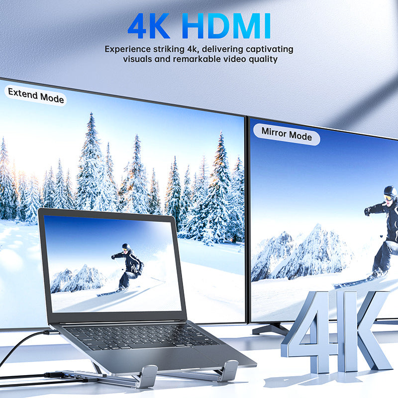 💻🔌 2-in-1 USB-C Dockingstation & Laptopständer – Mit 4K HDMI & Mehrfachanschlüssen